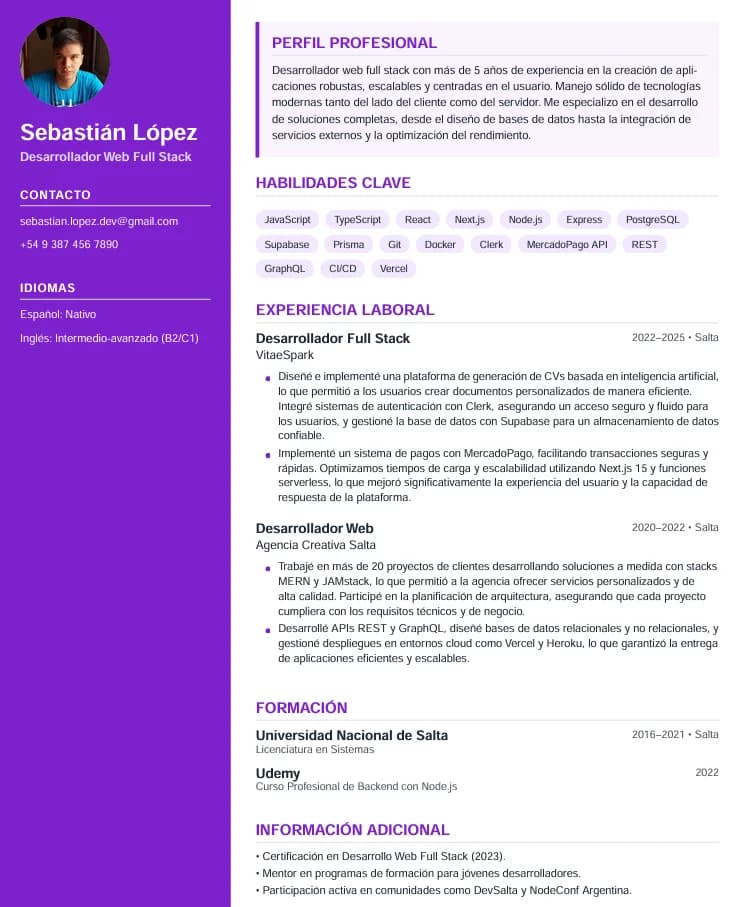 CV optimizado por VitaeSpark